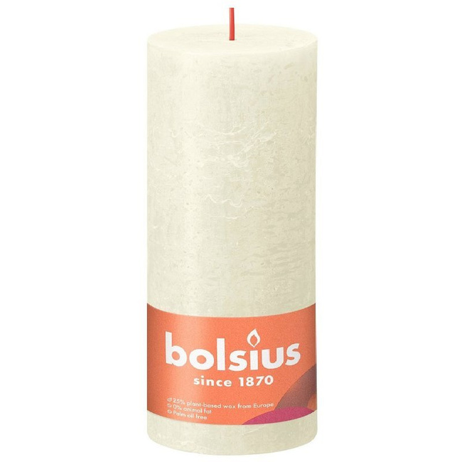Bolsius Rustic XXL Shine unscented solid pillar candle 300/100 mm 30 cm - Soft Pearl