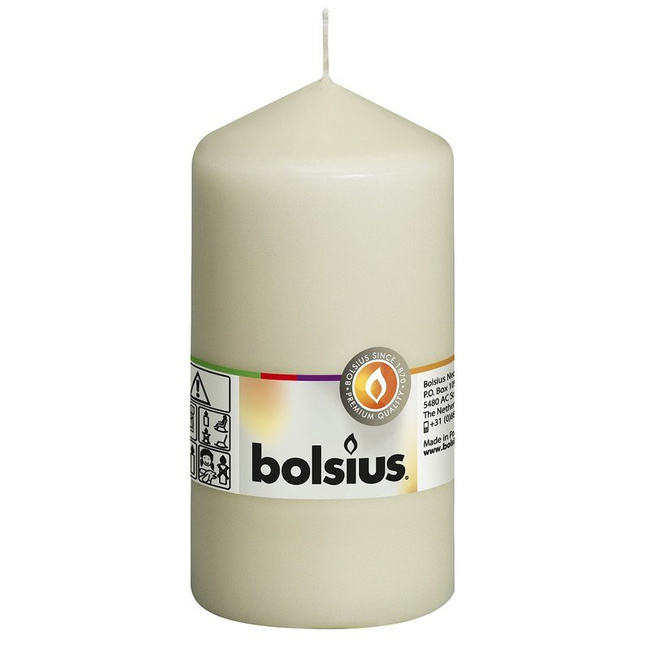 Bolsius świeca bryłowa pieńkowa słupek tradycyjna bezzapachowa 13 cm 130/68 mm - Kremowa